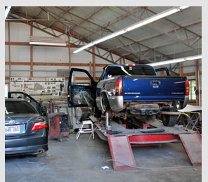 vehicles in repair shop