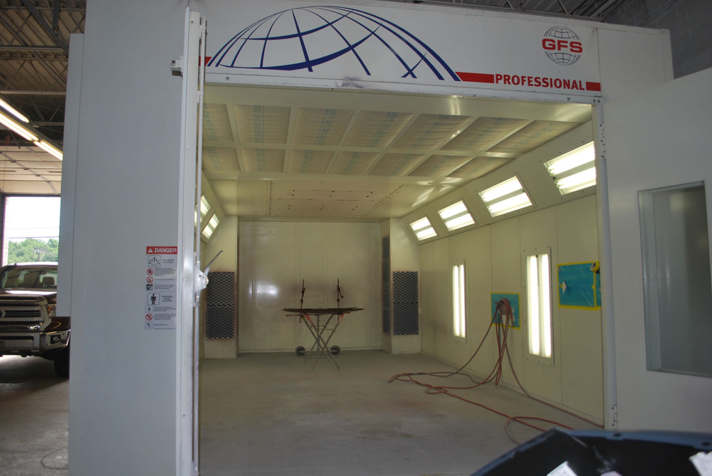 A view of the paint room.